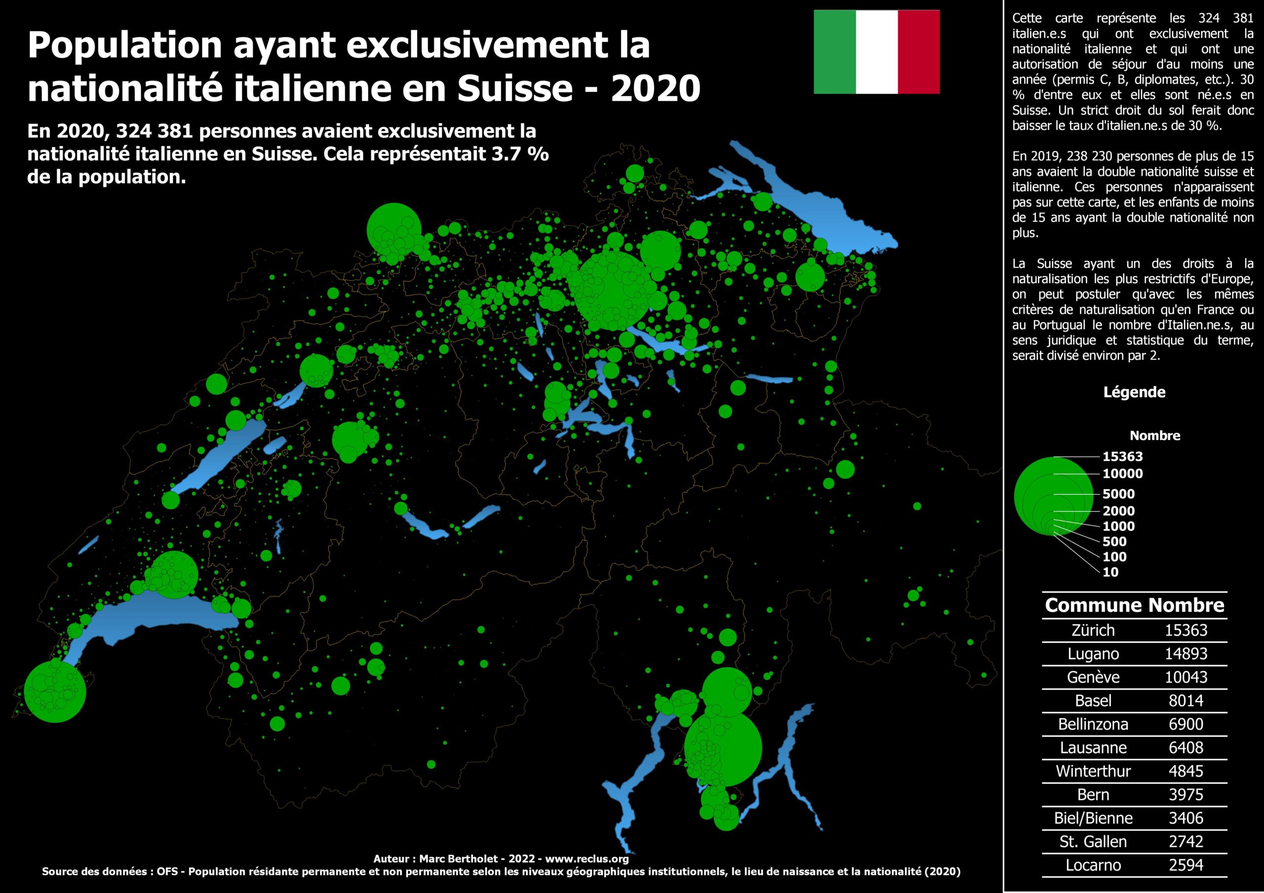 À propos d’une carte sur la population italienne en Suisse : 1ère partie